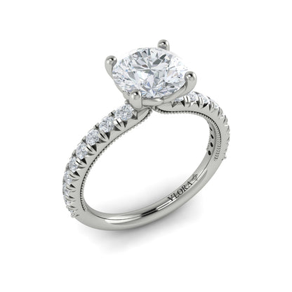 Round Classic, Modern Vintage Engagement Ring in Platinum by Vlora Bridal