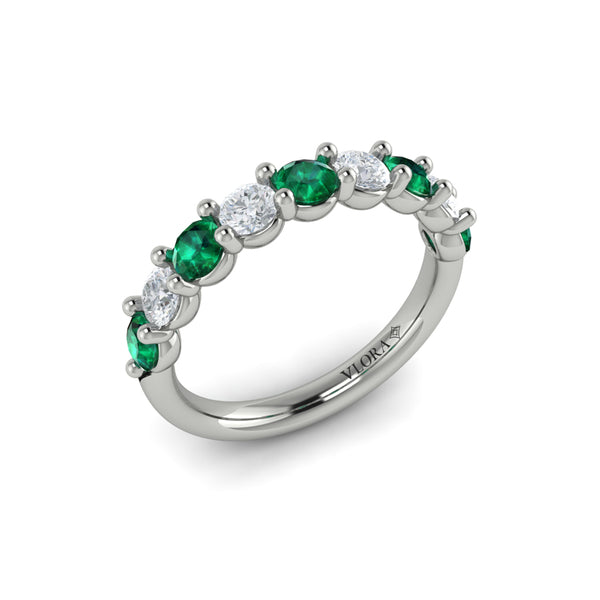Classic Emerald and Diamond Stackable Band