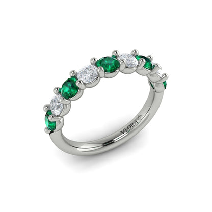 Classic Emerald and Diamond Stackable Band