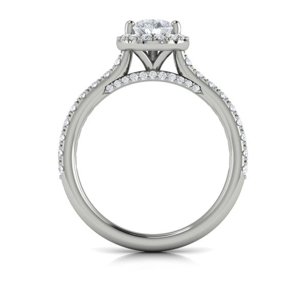 Pear Halo Engagement Ring in Platinum by Vlora Bridal