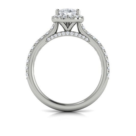 Pear Halo Engagement Ring in Platinum by Vlora Bridal
