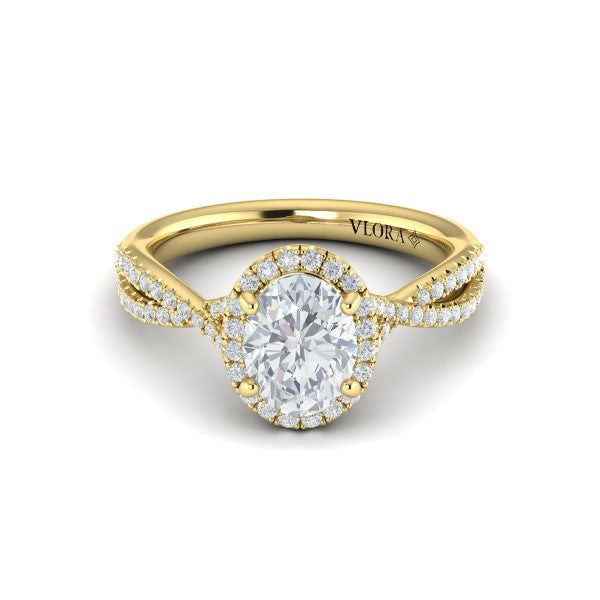 Entwined Oval Halo Engagement Ring
