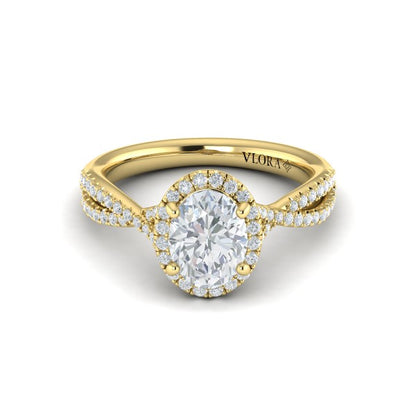 Entwined Oval Halo Engagement Ring