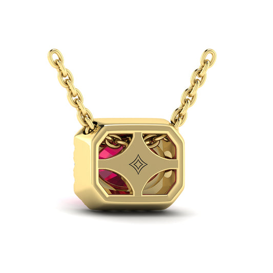 Diamond Cushion Halo and Oval Ruby Necklace