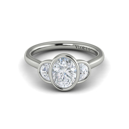 Golden Embrace Three-Stone Engagement Ring