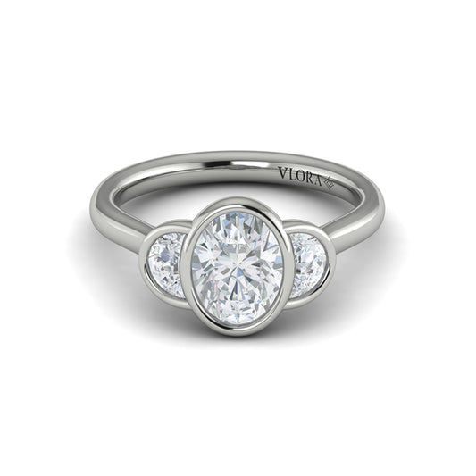 Golden Embrace Three-Stone Engagement Ring