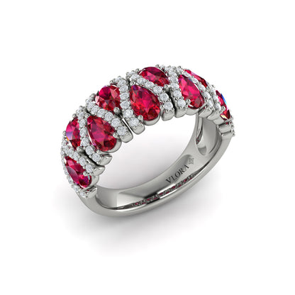 Multi Diamond and Ruby Statement Ring