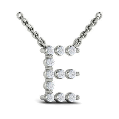 Diamond Alphabet Pendant Necklace, E