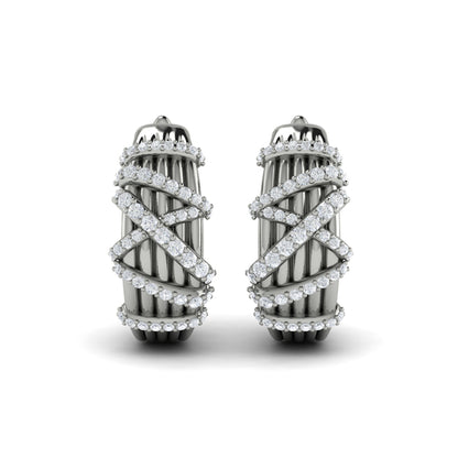 Diamond Ribbon Hoop Earrings