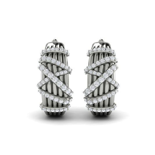 Diamond Ribbon Hoop Earrings