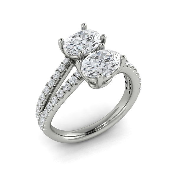Spiral Oval Two Stone Engagement Ring