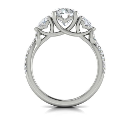 Round Three Stone Engagement Ring in Platinum by Vlora Bridal