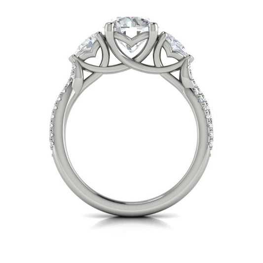 Round Three Stone Engagement Ring in Platinum by Vlora Bridal