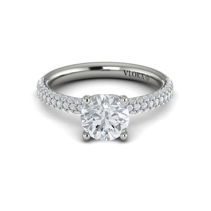 Shimmering Engagement Ring with Micropave Band