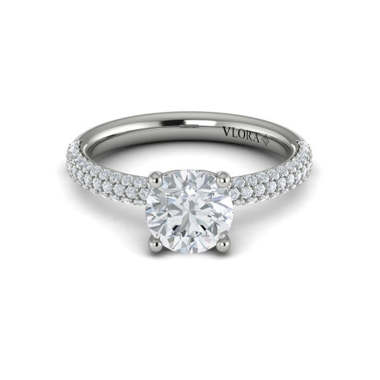 Shimmering Engagement Ring with Micropave Band
