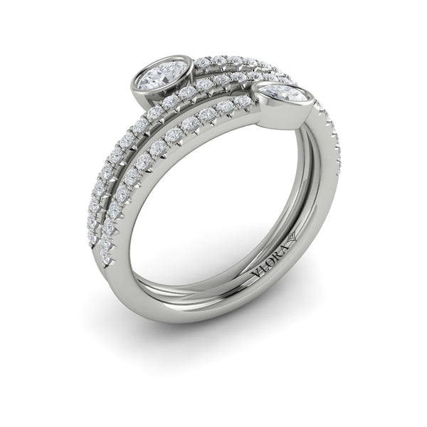 Diamond Three Row Oval Diamond Wrap Ring