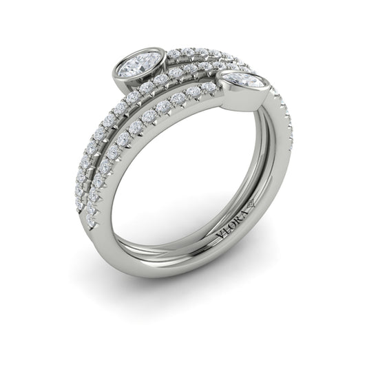 Diamond Three Row Oval Diamond Wrap Ring