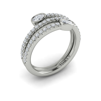 Diamond Three Row Oval Diamond Wrap Ring