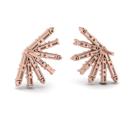 Baguette Radiant Diamond Stud Earrings