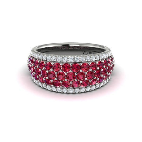 Diamond and Ruby Multi-Row Statement Ring