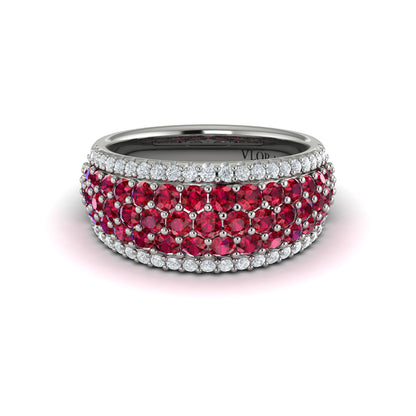 Diamond and Ruby Multi-Row Statement Ring