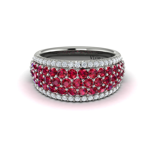 Diamond and Ruby Multi-Row Statement Ring
