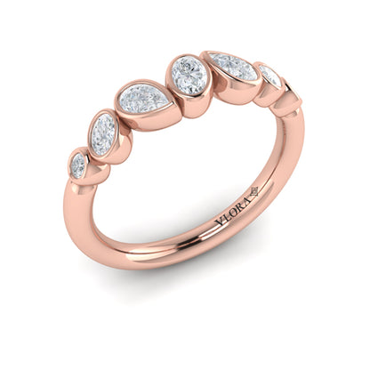 Bezel‑Set Pear, Oval and Round Shaped Diamond Ring