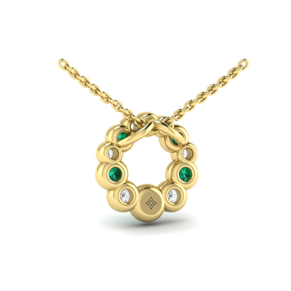 Diamond and Emerald Circle Bezel Pendant