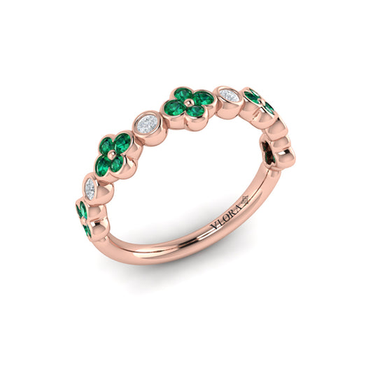 Emerald Bloom Diamond Band