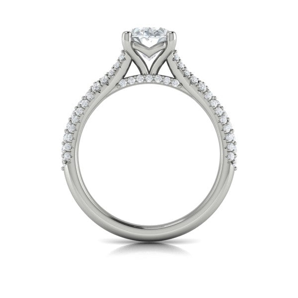 Oval Classic, Split Shank Engagement Ring in Platinum by Vlora Bridal