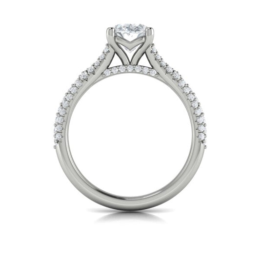 Oval Classic, Split Shank Engagement Ring in Platinum by Vlora Bridal