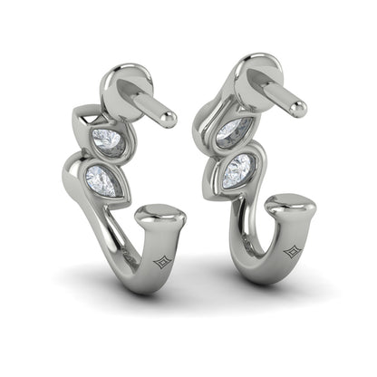 Pear Shaped Diamond Bezel‑Set Two‑Stone Sculpted Hoops