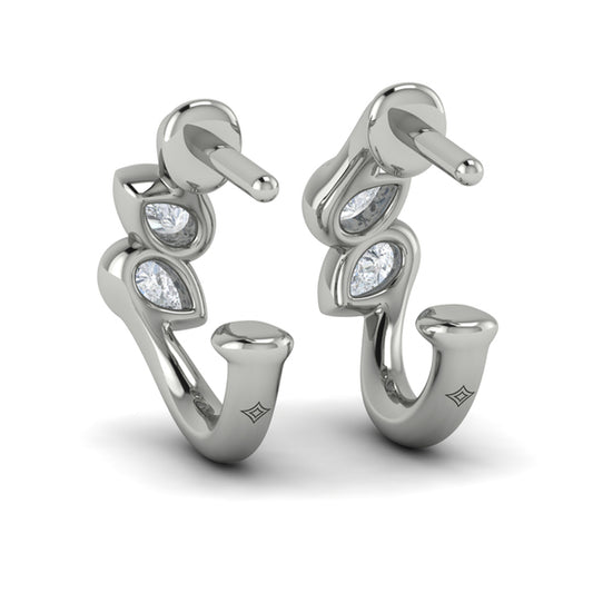Pear Shaped Diamond Bezel‑Set Two‑Stone Sculpted Hoops