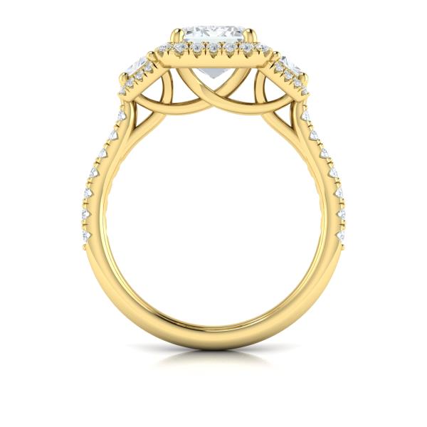 Trio Emerald Cut Halo Engagement Ring