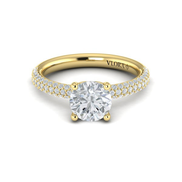 Shimmering Engagement Ring with Micropave Band