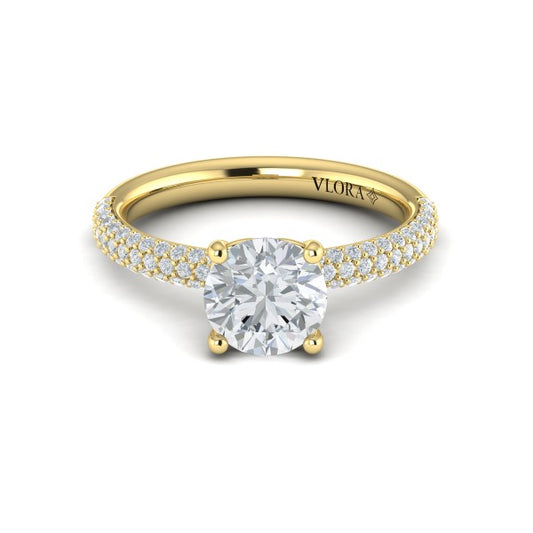 Shimmering Engagement Ring with Micropave Band