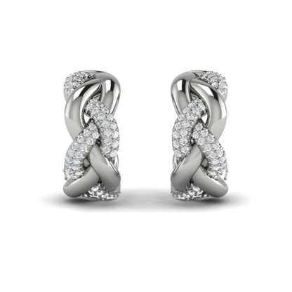 Alternating Diamond Twist Huggie Hoop Earrings