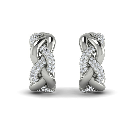 Alternating Diamond Twist Huggie Hoop Earrings