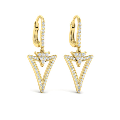 Diamond Open Double Trinity Huggie Earrings