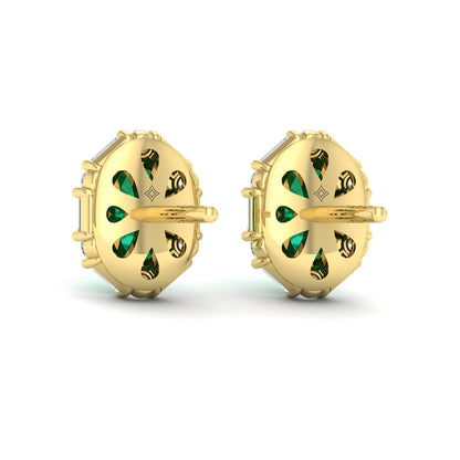 Oval Emerald and Diamond Baguette Earrings