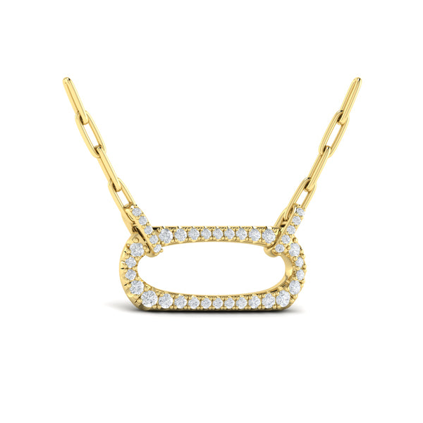 Diamond Accent East West Open Oval Pendant with Link Necklace