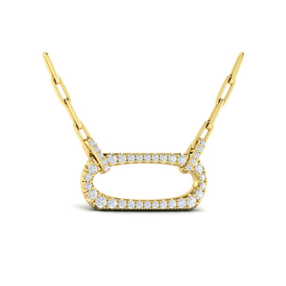 Diamond Accent East West Open Oval Pendant with Link Necklace