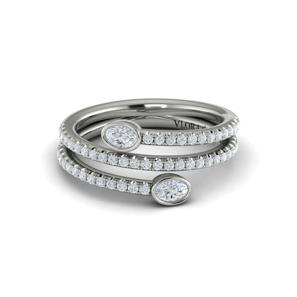 Diamond Three Row Oval Diamond Wrap Ring