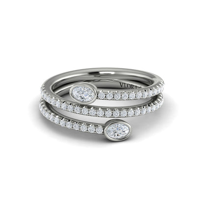 Diamond Three Row Oval Diamond Wrap Ring