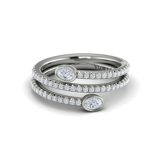 Diamond Three Row Oval Diamond Wrap Ring