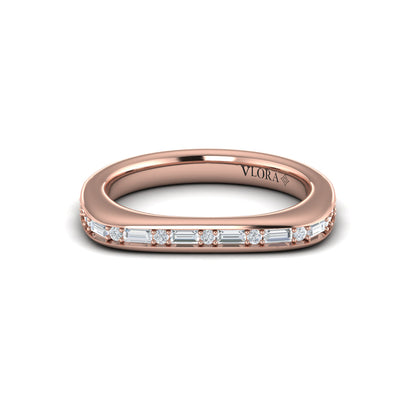 Single Diamond Baguette and Round Channel Set Ring