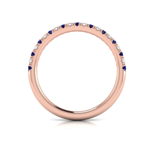 Slim Sapphire and Diamond Stackable Band