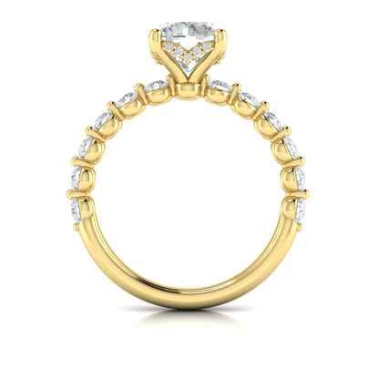 Classic Round Engagement Ring with Floating Diamond Band