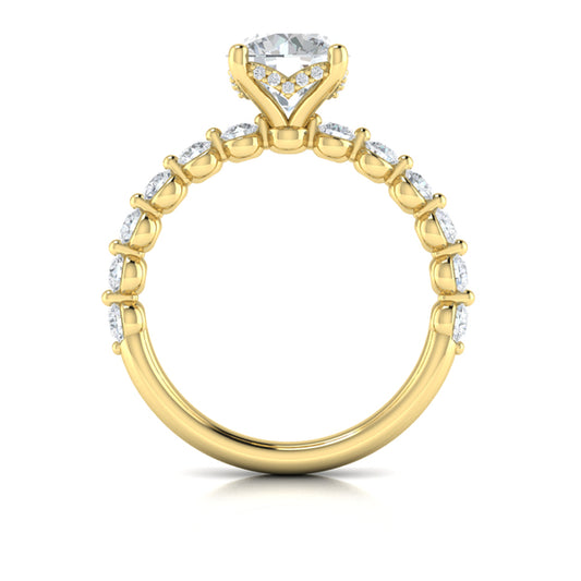 Classic Round Engagement Ring with Floating Diamond Band