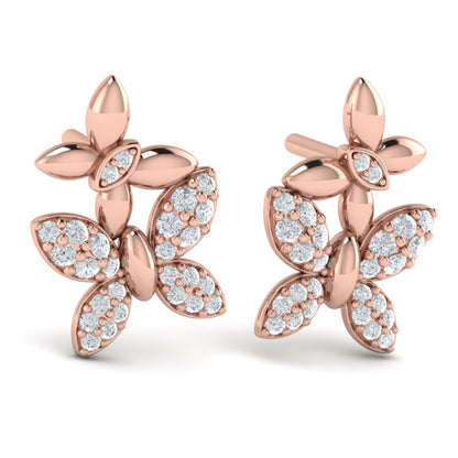 Double Butterfly Diamond Pavé Earrings